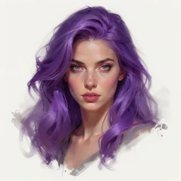 a painting of a woman with purple hair, a character portrait by Charlie Bowater, cgsociety, fantasy art, digital painting, ilya kuvshinov, speedpainting