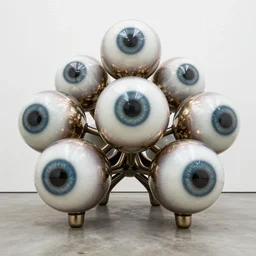 sculpture by jeff koons and!!!!!! junji ito!!!!!! spirals cartoon eyeballs, studio setting
