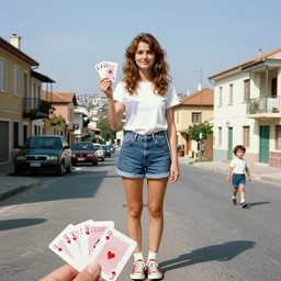 🙋🏻♀🏠🃏🇩🇲🪐 in the style of a 1 9 9 0's tourist photo