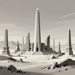 landscape at the end of time with ruins of the monuments to aspiration, art by ihor podolchak and santgiago caruso and gerald brom, hyperrealism