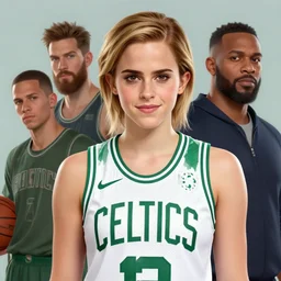 mid - range portrait of emma watson wearing boston celtics uniform, stephen bliss, unreal engine, fantasy art by greg rutkowski, loish, rhads, ferdinand knab, makoto shinkai and lois van baarle, ilya kuvshinov, rossdraws, tom bagshaw, global illumination, fan art, radiant light, detailed and intricate environment