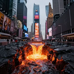 a channel of molten magma in times square