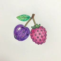 super basic drawing of berries and diamonds, crayon on paper