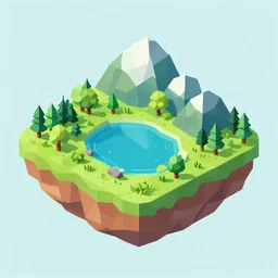 a floating island on an aquatic environment isometric art, lago di sorapis landscape, low poly art, game art, artstation, 3D render, high detail, cgsociety, octane render