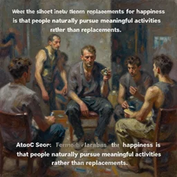 concept art of the problem with short - term replacements for happiness is that people naturally pursue meaningful activities rather than replacements., cinematic shot, oil painting by jama jurabaev, extremely detailed, brush hard, artstation, high quality, brush stroke