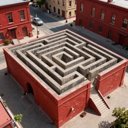 maze of stairs to the house on the street of the red city HD 8K