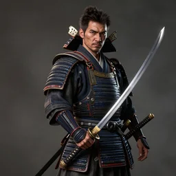 Samurai with Katana, (((artstation, concept art, smooth, sharp focus, artgerm, Tomasz Alen Kopera, Peter Mohrbacher, donato giancola, Joseph Christian Leyendecker, WLOP, Boris Vallejo))), octane render, unreal engine, 3d render, , octane render, nvidia raytracing demo, grainy, muted