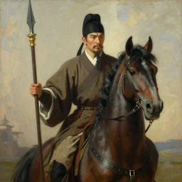 a handsome ancient chinese cavalry hold a lance, character design, painting by gaston bussiere, katsuya terada, nc wyeth, greg rutkowski, craig mullins, vermeer, frank frazetta, mucha, trending on artstation, jeffery catherine jones
