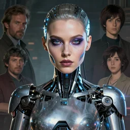 heavy makeup. cybertronic mechanoid led lit fembot. analysis. highly detailed portrait of a beautiful host. screenshot from hbo's westworld ( 2 0 1 6 ), norman rockwell, stephen bliss, 8 k, art by greg rutkowski, makoto shinkai, global radiant illumination, detailed and intricate environment