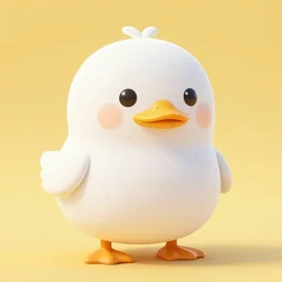 cute adorable white colored round duck!!!, sanrio, wholesome, ( animal crossing style ), disney, pixar, studio ghibli, solid yellow background, volumetric lighting, rtx, 4 k render, unreal engine 5