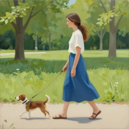 an award winning anamorphosis painting of a woman, walking her dog, in a park, inspired by lise deharme, albrecht durer, abstract, a level art, intricate, pop surrealism, digital poster, ornately detailed, photorealism, trending in artstation