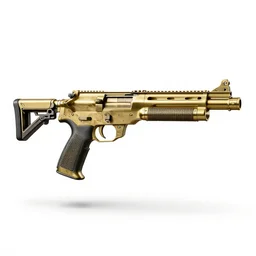 brass ray gun, clean 3d render, octane render, isolated on a pure white background, centered, entire object in frame, sharp focus, soft studio lighting
