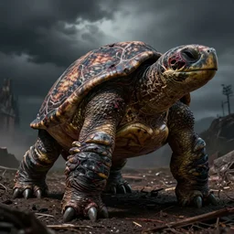 turtle juggernaut, photorealistic, grimdark, gruesome