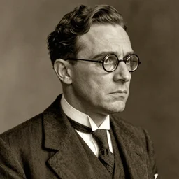 a portrait photo of a 1 9 2 0 s concerned man in a suit with round glasses looking to his right, atmospheric lighting, painted, sepia, intricate, ultra detailed by leesha hannigan, thierry doizon, kai carpenter, well composed, best on artstation, cgsociety, epic, stunning, gorgeous, intricate detail, wow, masterpiece