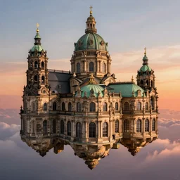 magnificent baroque city floating in the sky, beautiful, surreal, highly detailed, sharp focus, sunset, by artgerm, cgsociety