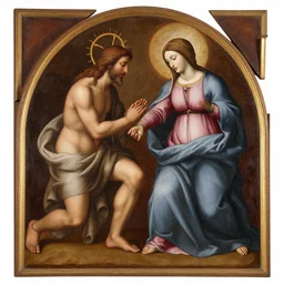 1 8 th oil panting of a jesus coupling with maria maddalena