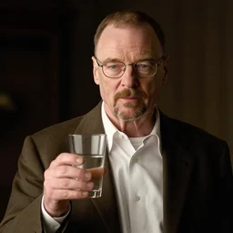 walter white holding a glass of white liquid