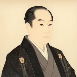 portrait of japnese emperor hirohito, japanese woodblock print