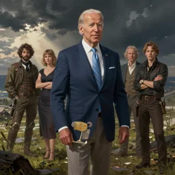 ! dream solarpunk joe biden by j. c. leyendecker, bosch, lisa frank, jon mcnaughton, and beksinski