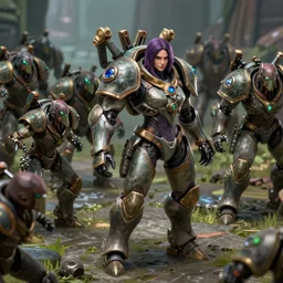 kerrigan with her zerg army, starcraft 2, detailed