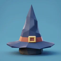 low poly wizard hat on a blue background
