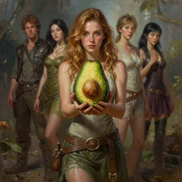 lauren walsh lovingly cradling an avacado, fullbody, ultra high detailed, oil painting, greg rutkowski, charlie bowater, yuumei, yanjun cheng, lauren walsh, unreal 5, daz, hyperrealistic, octane render, rpg portrait, dynamic lighting, fantasy art, beautiful face