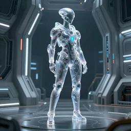 cosplay on a futurist alien spaceship, detailed futurist, translucent, 4k, octane render, full body