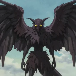 photo of mothman with giant wings, cel animation by Junji Ito and Satoshi Kon, professionally post-processed , beautiful, scary, symmetry accurate features, epic, octane rendered, anime masterpiece, accurate