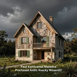 a house designed by paul klee. architectural render photo.