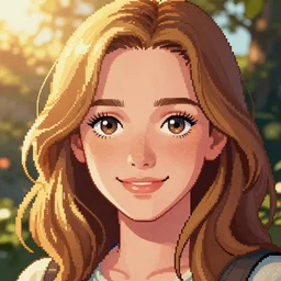 portrait big - eyed happy christina ricci, golden hour, sun - ray prisms, beautiful nature, beautiful detailed pixelart by albertov, intricate details, beautiful, dithered gradients, 2 d illustration, dan mumford, interlaced