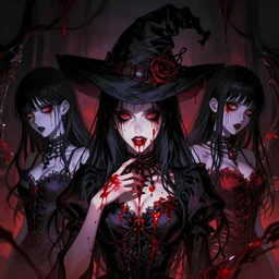 horror acid colors, grim-hatter, a dark picture comic featuring blood horror and goth anime girls, anime vampires, evil horror vibes