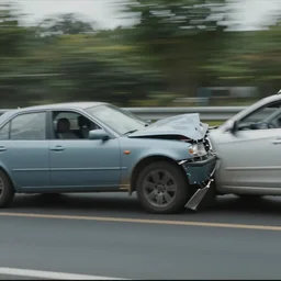 still frame of a slowmo video of a car crashing