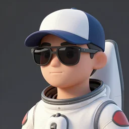 the space shuttle wearing a baseball cap and sunglasses
