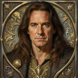 Gary Busey, closeup, D&D, fantasy, intricate, elegant, highly detailed, digital painting, artstation, concept art, matte, sharp focus, illustration, hearthstone, art by Artgerm and Greg Rutkowski and Alphonse Mucha