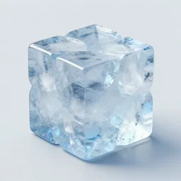 cube human made of ice, 3 d render