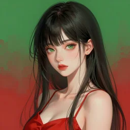 red green, portrait by audrey kawasaki elegant highly detailed digital painting artstation pixiv