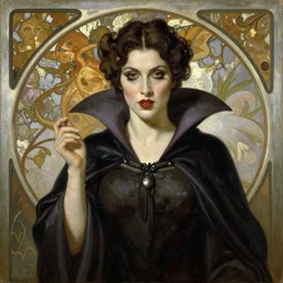 A beautiful painting of a lady vampire, victorian, dracula, ominous, oil on canvas, photorealism, alphonse mucha, Johann Heinrich Füssli, irwin penn, high definition, soft light