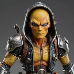 borderlands 2 themed scrap metal scavenger figure, face closeup, expressive pose, sharp, centered focus, intricate detail, by jamie hewlett and artgerm, cel shading, toon shading, cinematic, movie poster, trending on pixiv