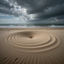 Beautiful beach, by Dante Alighieri, by Zdzisław Beksiński, wide angle, dramatic light, ultra realistic, concentric circles, HDR, extremely moody lighting, 8K