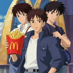 mcdonalds, cyberpunk, by tsutomu nihei, katsuhiro otomo, kentaro miura, moebius, studio ghibli