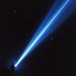 digital painting of a laser beam screaming through the darkness of space