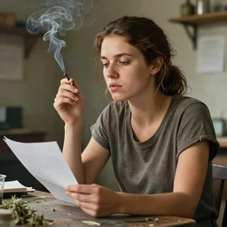 portrait of a working young australian woman with a one paper joint alight smoking after a hard days work ; cannabis. octane 4 k render natural skin tones, by eyvind earle, australian illustration