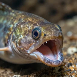 macro shot of lamprey eel mouth