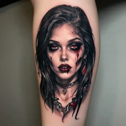zombie beauty girl tatoo, 8 k hd close up full body portrait,