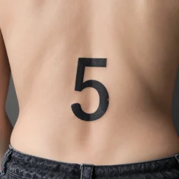 a lower back tattoo of the number five