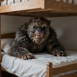 super realistic 4k hyperrealistic, focused, monster under the bed