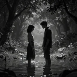 my mother never loved me, my father hated me, my best friend tried to drown me. hazy memory, volumetric, dark black and white in the style of alvin schwartz, epic angles
