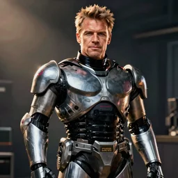 a cinematic painting of gordon ramsay as robocop, cinematic lighting, high depth, ultra realistic, artistic, by annie leibovitz and greg rutowski