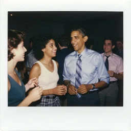 1970s Polaroid of young student Barack Obama during a party