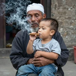 two year old boy dressed like an old man smoking a cigar photograph